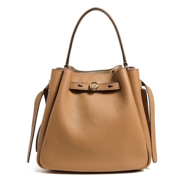 NWT ✅Tory Burch ROMY Pebbled Leather Bucket Bag #166982 TIRAMISU⭐ NWT, DUST BAG - Picture 10 of 11